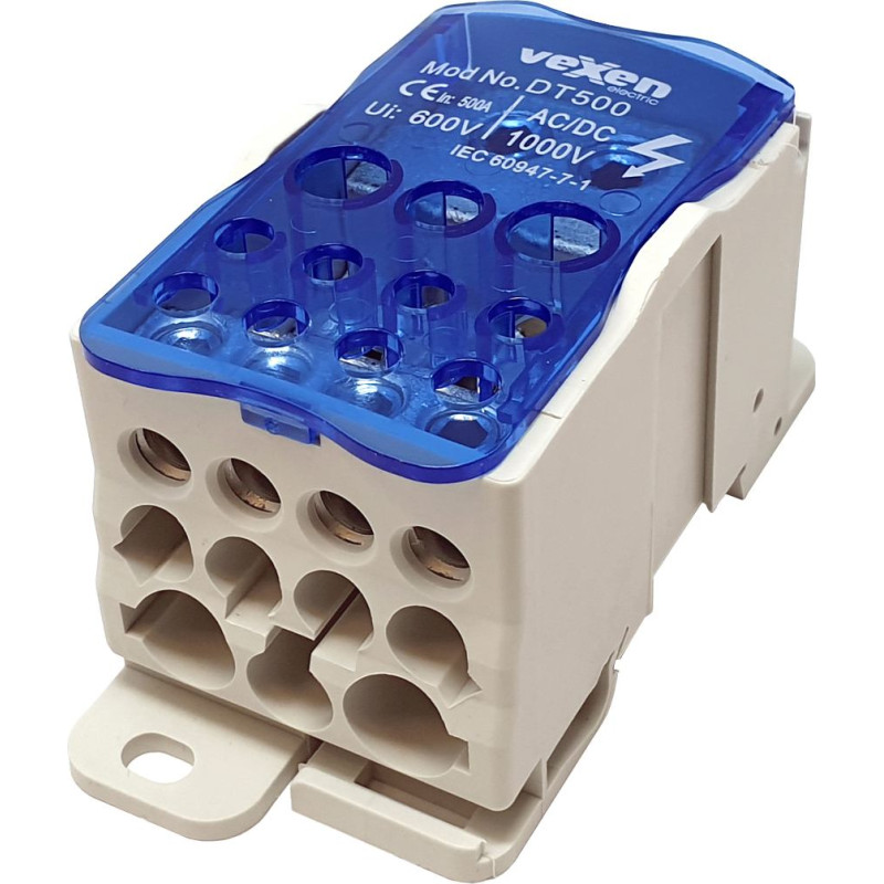 DT500 распределительный блок, 500 A, вход flexi bar, выход 2×35 mm², 5×16 mm², 4×10 mm²