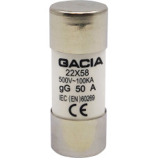 22x58 gG 50A cilindriskais drošinātājs 500VAC