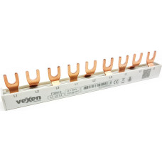 VEXEN fork-type MCB busbar F30910, 10 mm², 3 phases, 160 mm, 9 modules