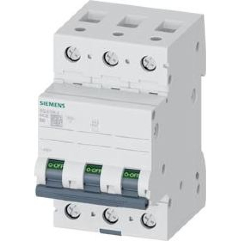 Siemens 5SL6 miniature circuit breaker, 3P, C, 2 A, 6 kA, 5SL6302-7