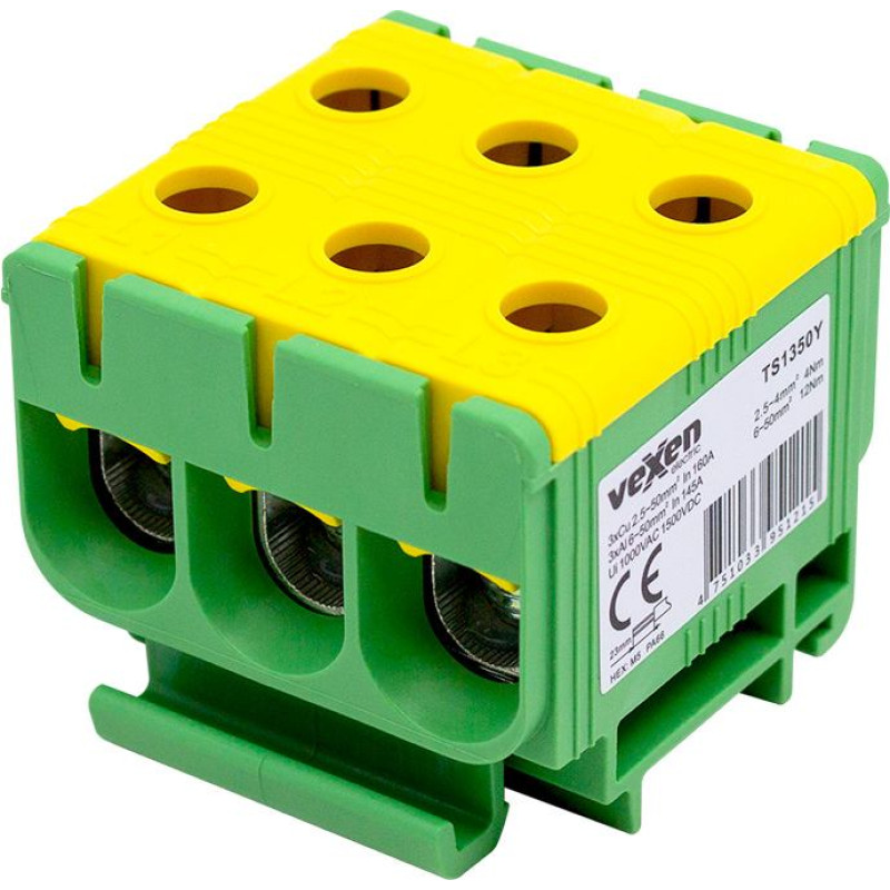 TS1350Y 3PEN universal terminal block Al/Cu 3×1×2,5–50 mm²