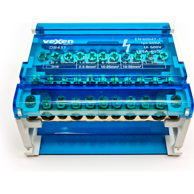 DB411 distribution block DIN 4×11, 125 A/500 V