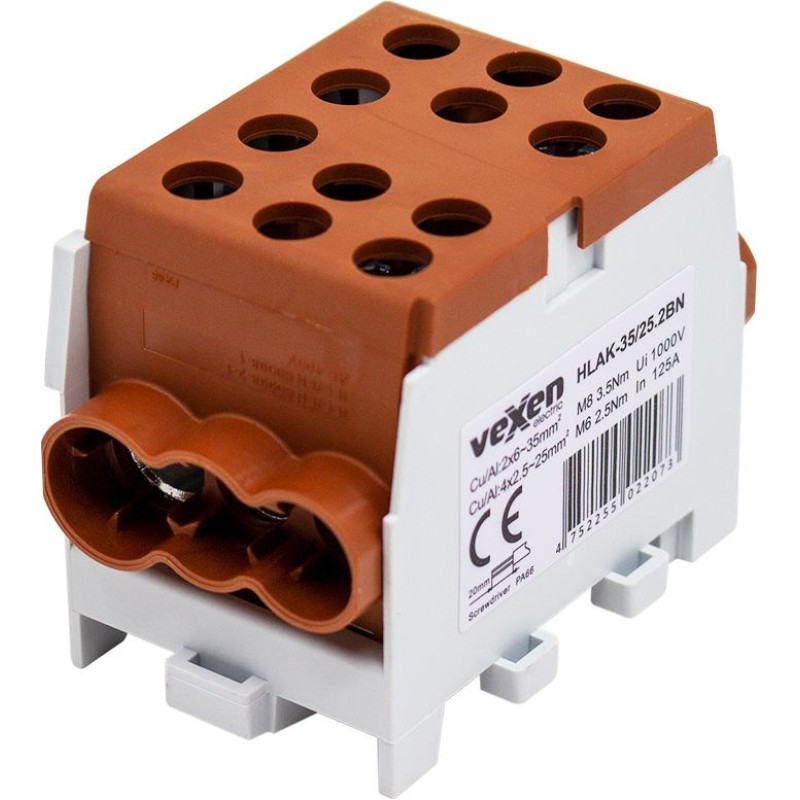 HLAK-35/25.2BN HLAK terminal Al/Cu 2×35–4×25 mm², brown