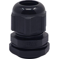 M22 black plastic cable gland, IP68, 10-14 mm