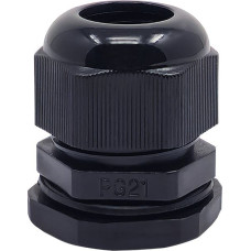 PG21 black plastic cable gland, IP68, 13-18 mm