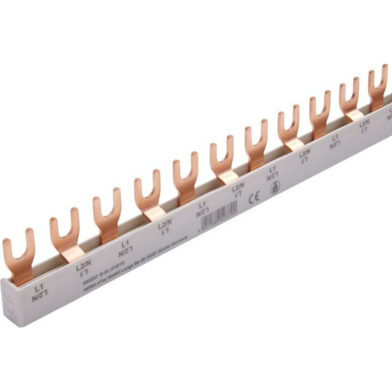 VEXEN fork-type MCB busbar F25416, 16 mm², 2 phases, 1000 mm, 54 modules