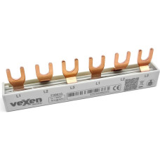 VEXEN fork-type MCB busbar F30610, 10 mm², 3 phases, 106 mm, 6 modules