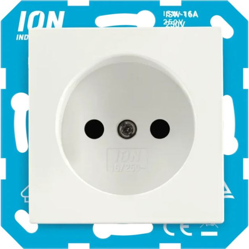 ION Industries V1/J1/D1 Balta matēts Rozete 2P ar bērnu aizsardzību