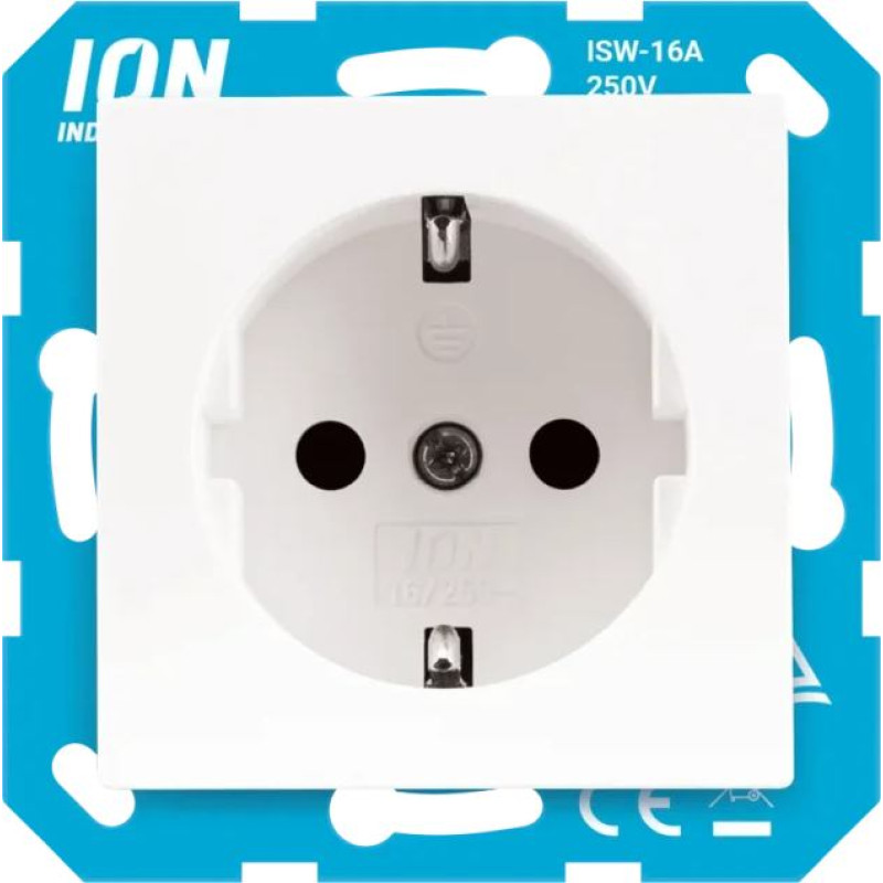 ION Industries E1 Balta Rozete 2P+E ar bērnu aizsardzību