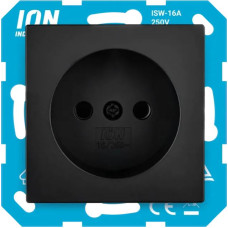 ION Industries E1 Melna matēta Rozete 2P ar bērnu aizsardzību