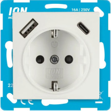 ION Industries V1/J1/D1 Balta matēts Rozete 2P+E USB A + USB C ar bērnu aizsardzību