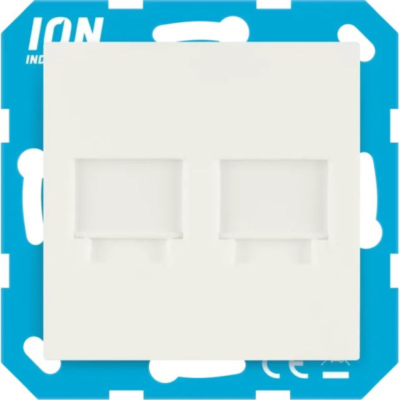 ION Industries E1 Balta matēta Centrālā plate Modulāriem konektoriem 2 vietīga