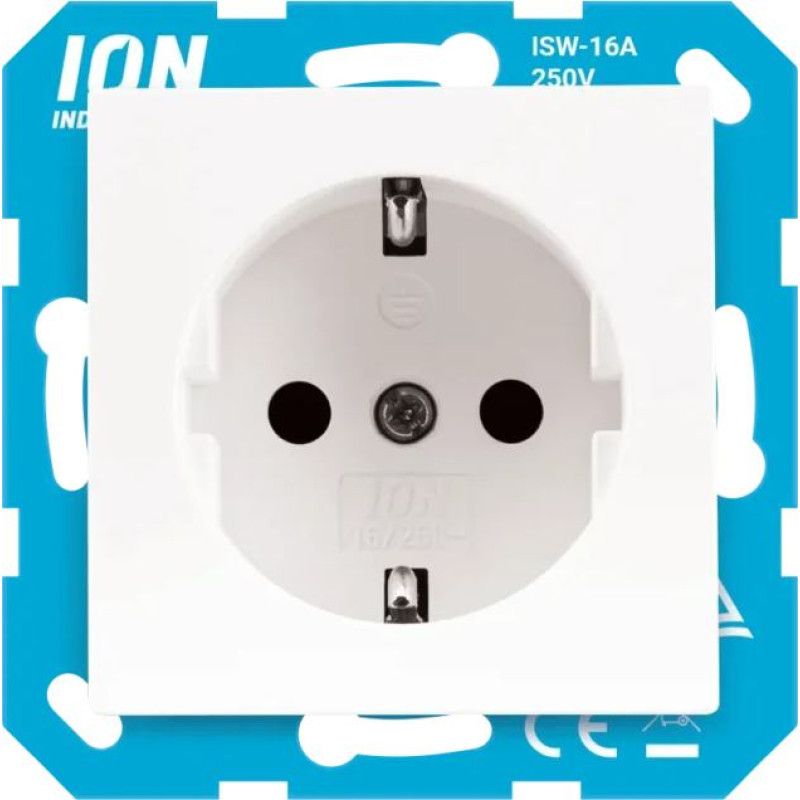 ION Industries V1/J1/D1 Balta Rozete 2P+E ar bērnu aizsardzību