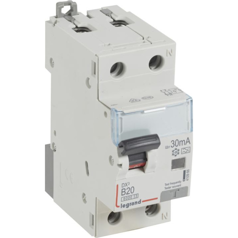 Kombinēts noplūdes automātslēdzis DX3 - 1P+N - B20 - 6kA - 30mA - A tips