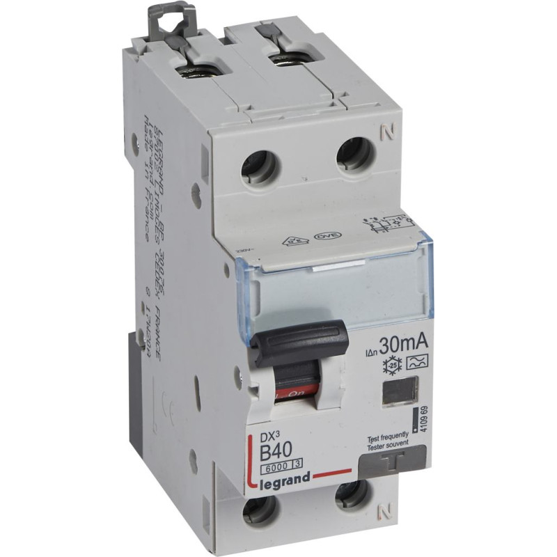 Kombinēts noplūdes automātslēdzis DX3 - 1P+N - B40 - 6kA - 30mA - A tips