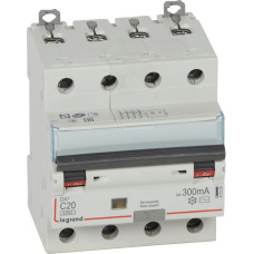 Kombinēts noplūdes automātslēdzis DX3 - 4P - 6kA - C20 - 300mA - AC tips