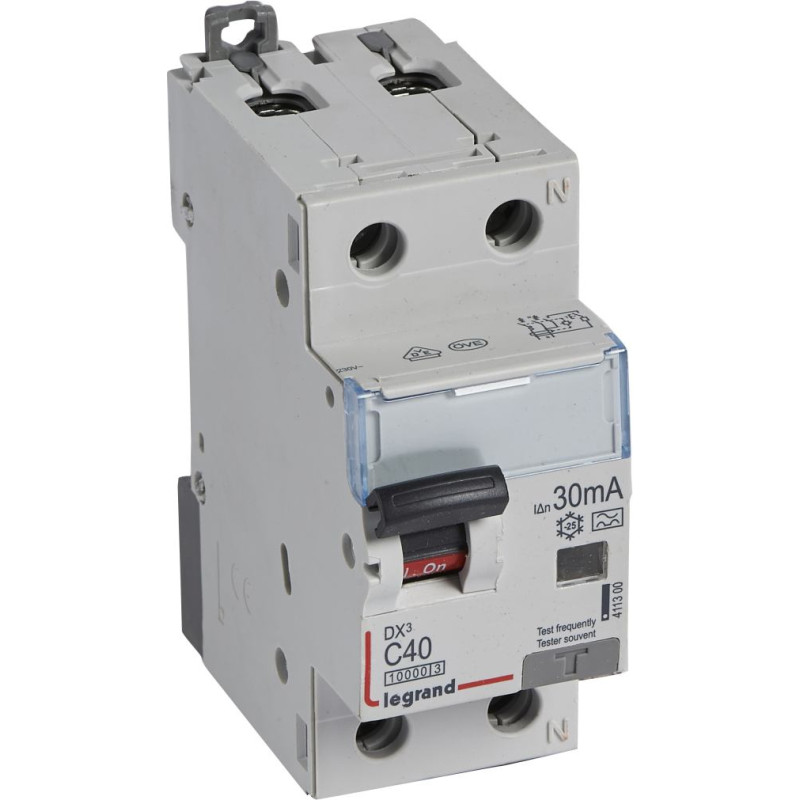 Kombinēts noplūdes automātslēdzis DX3 - 1P+N - C40 - 10kA - 30mA - A tips