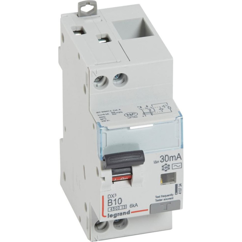 Kombinēts noplūdes automātslēdzis DX3 - 1P+N - B10 - 6kA - 30mA - AC tips