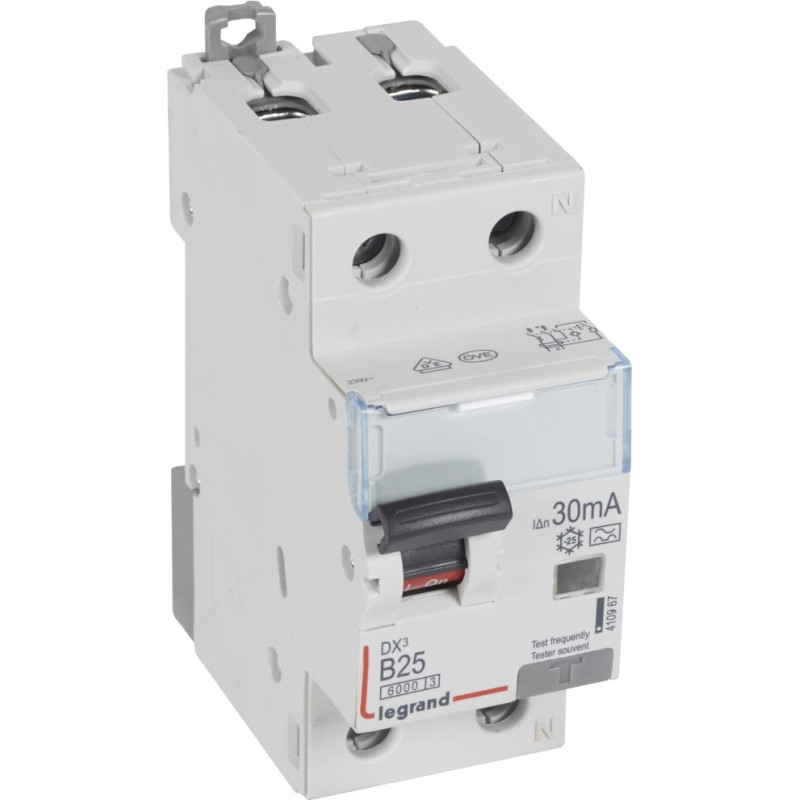 Kombinēts noplūdes automātslēdzis DX3 - 1P+N - B25 - 6kA - 30mA - A tips