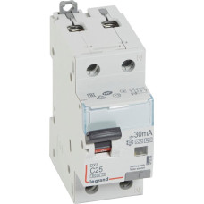 Kombinēts noplūdes automātslēdzis DX3 - 1P+N - 10kA - C25 - 30mA - F tips - N labajā pusē