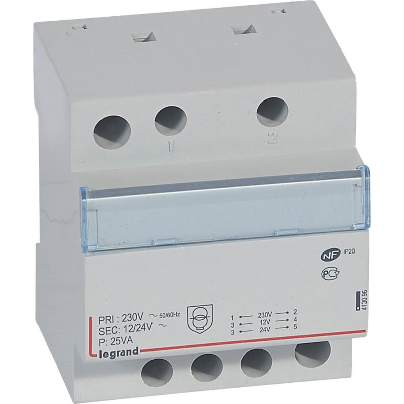 Drošības transformators - 230 V / 12 vai 24 V - 25 VA