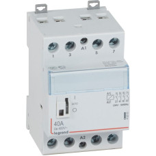Kontakors CX3 ar priekšējo rokturi - 4 poli - 40 A - 400 V~ - 4 NO kontakti - spoles spriegums 230 V~ - 3 moduļi
