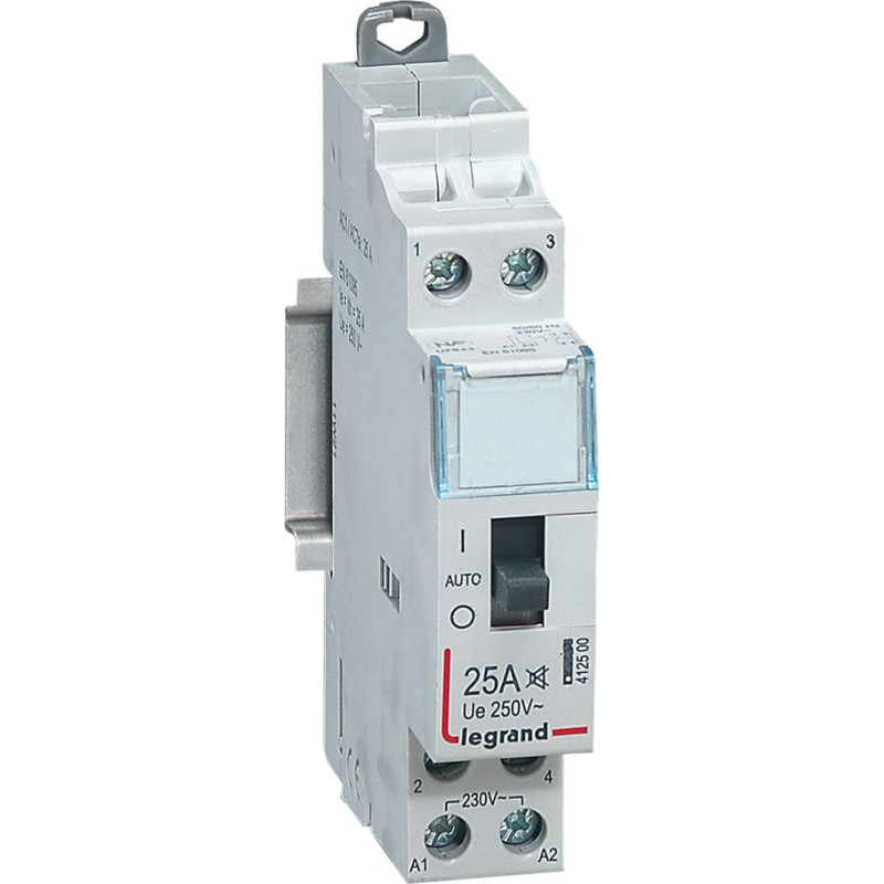Klusais nakts tarifa kontaktors CX3 ar priekšējo rokturi - 2 poli - 25 A - 230 V~ - NC + NO kontakti - spoles spriegums 230 V~ - 1 modulis