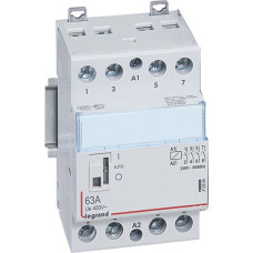 Kontakors CX3 ar priekšējo rokturi - 4 poli - 63 A - 400 V~ - 4 NO kontakti - spoles spriegums 230 V~ - 3 moduļi