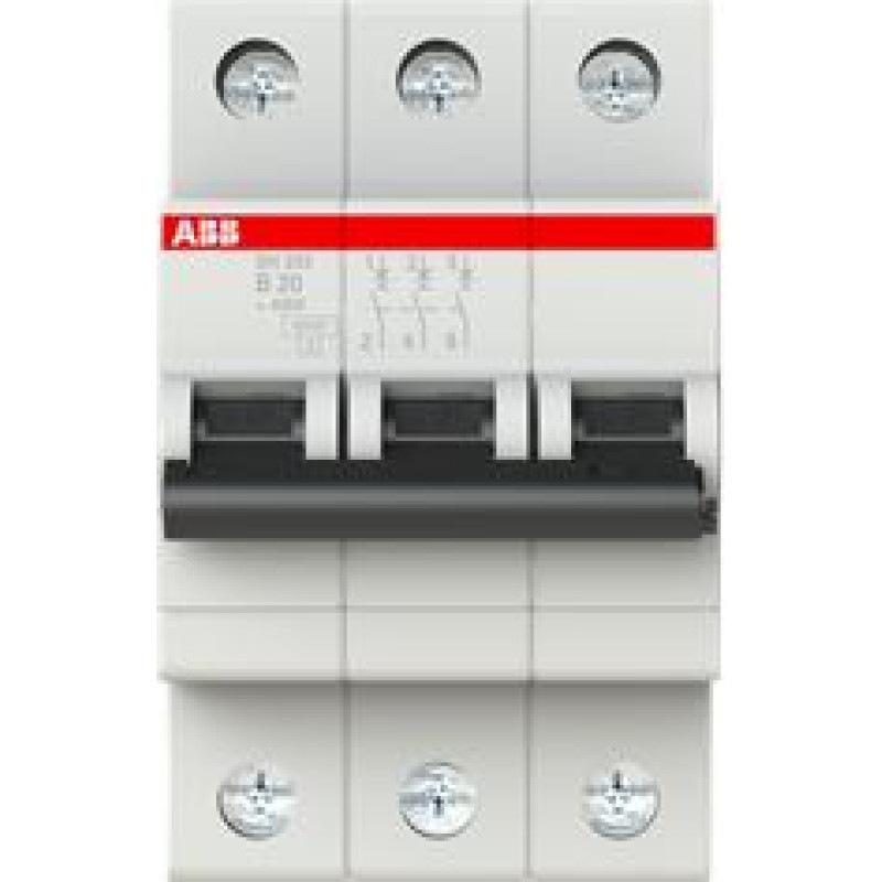 SH203-B20 Automātslēdzis - 3P - 20A - B - (AC) 6 kA