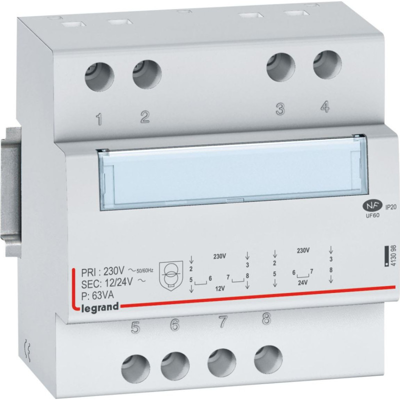 Drošības transformators - 230 V / 12 vai 24 V - 63 VA