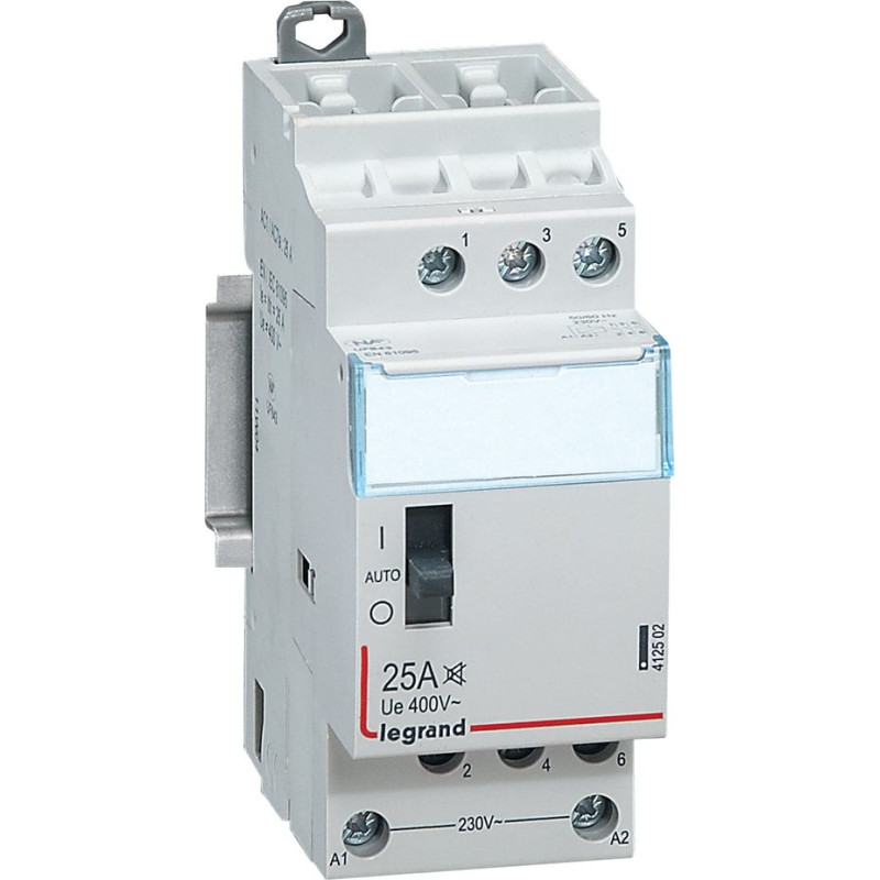 Klusais nakts tarifa kontaktors CX3 ar priekšējo rokturi - 3 poli - 25 A - 230 V~ - 3 NO kontakti - spoles spriegums 230 V~ - 2 moduļi