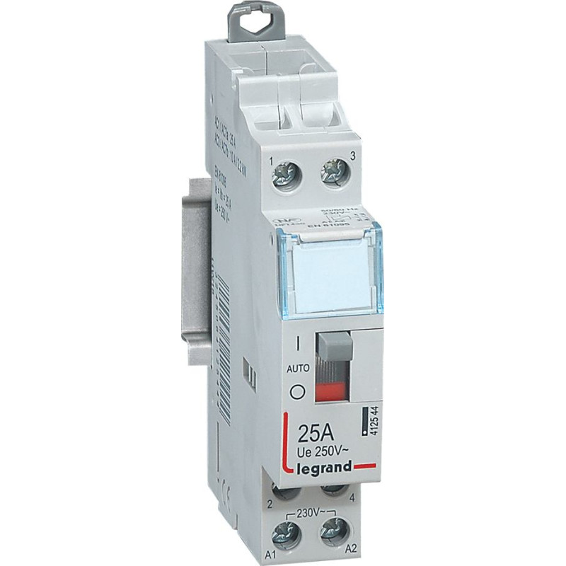 Kontakors CX3 ar priekšējo rokturi - 2 poli - 25 A - 250 V~ - 2 NO kontakti - spoles spriegums 230 V~ - 1 modulis