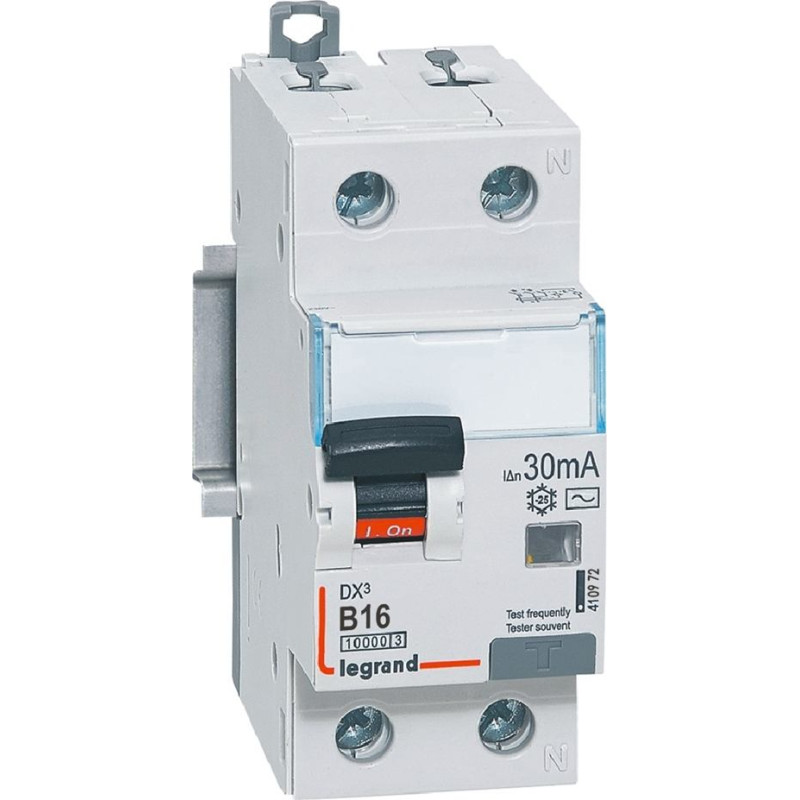 Kombinēts noplūdes automātslēdzis DX3 - 1P+N - B16 - 10kA - 30mA - AC tips