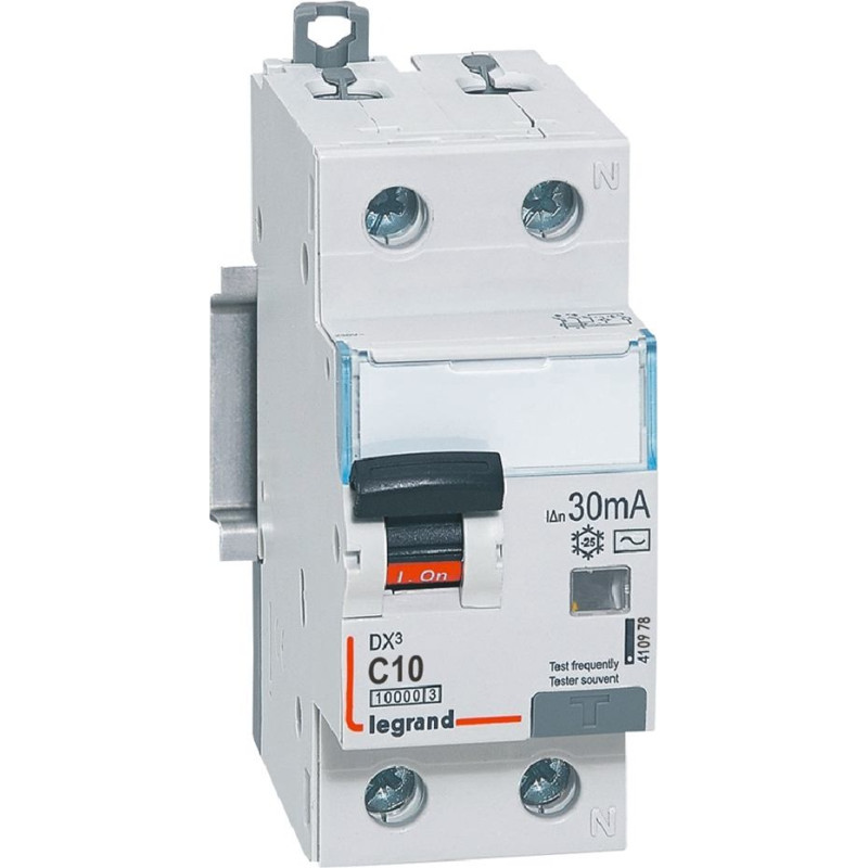 Kombinēts noplūdes automātslēdzis DX3 - 1P+N - C10 - 10kA - 30mA - AC tips