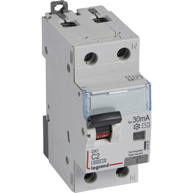 Kombinēts noplūdes automātslēdzis DX3 - 1P+N - C2 - 6kA - 30mA - AC tips