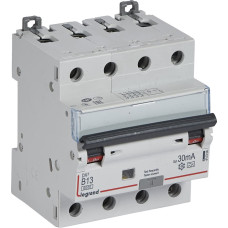 Kombinēts noplūdes automātslēdzis DX3 - 4P - B13 - 6kA - 30mA - A tips
