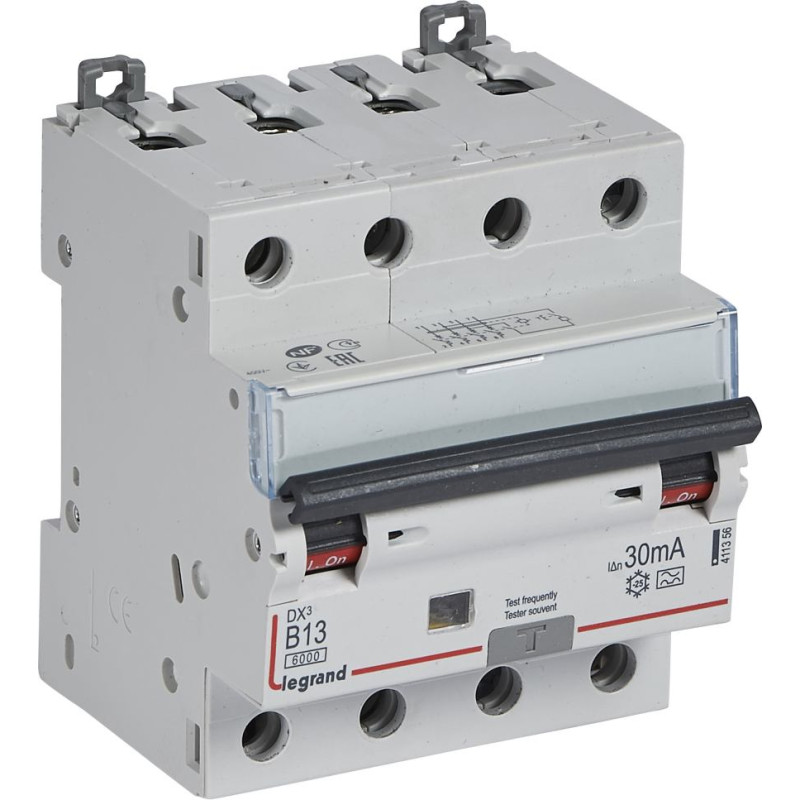 Kombinēts noplūdes automātslēdzis DX3 - 4P - B13 - 6kA - 30mA - A tips