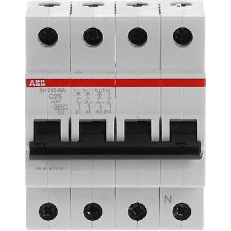 SH203-C25NA Automātslēdzis - 3P+N - 25A - C - (AC) 6 kA