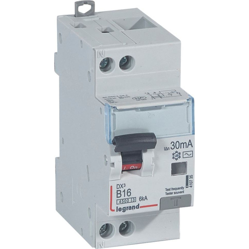 Kombinēts noplūdes automātslēdzis DX3 - 1P+N - B16 - 6kA - 30mA - AC tips