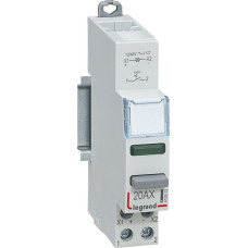 Vadības slēdzis CX3 - 1 NO kontakts ar zaļu LED indikatoru - 12/48 V AC/DC - 250 V~ - 20 A - 1 modulis