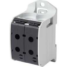 Rail-mounted terminal block 95 mm², 1-pole, 4 connections, black, CU/AL, RKA95-1-4sw, f-tronic 7730079