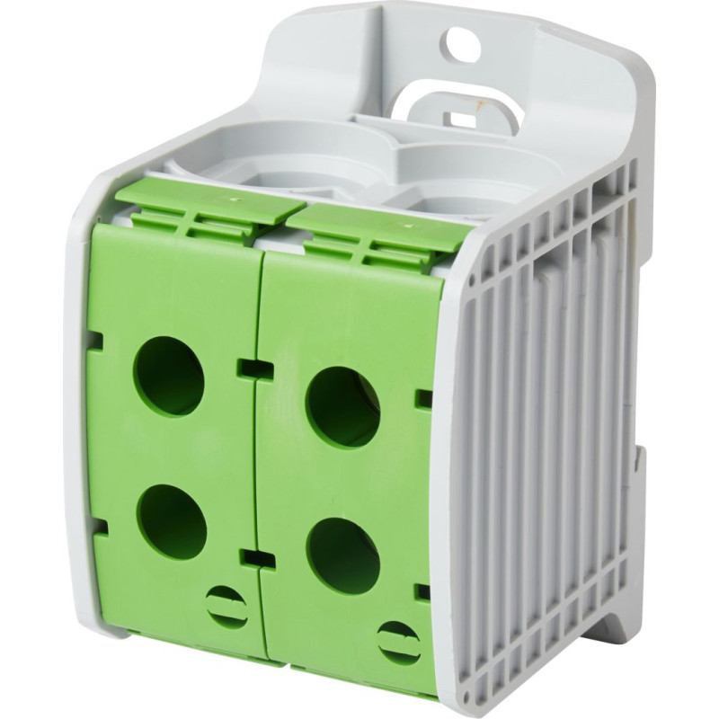 DIN sliedes spaiļu bloks 185 mm², 1-pola, 4 savienojumi, zaļa/dzeltena, CU/AL, RKA185-1-4gnge, f-tronic 7730092