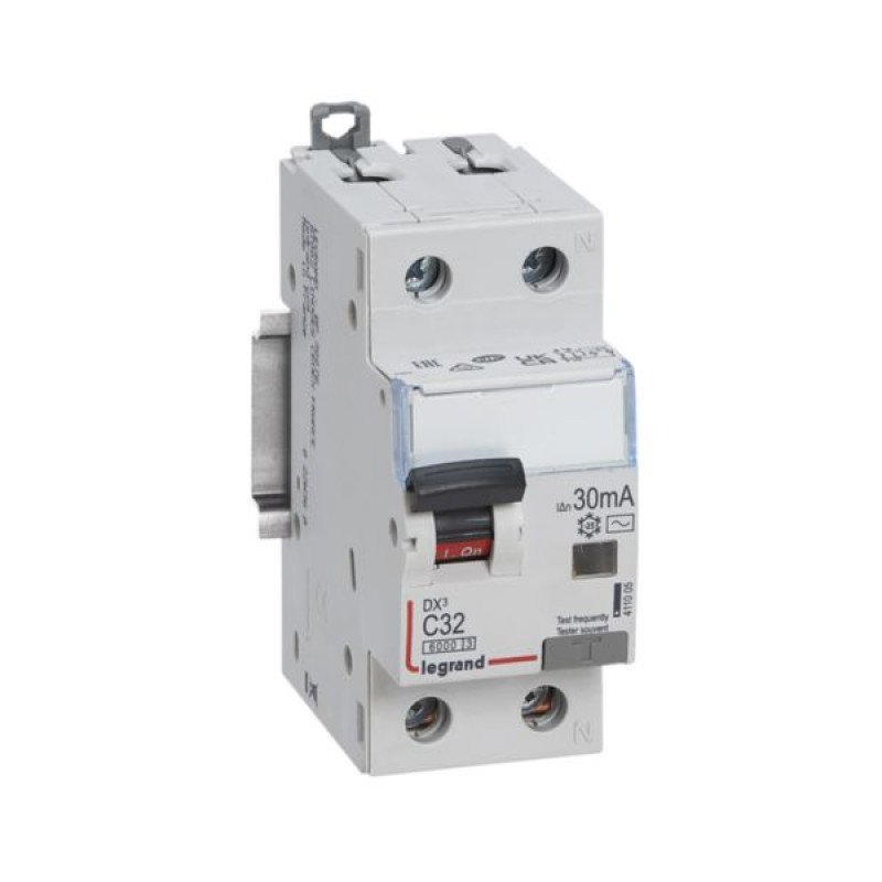 Kombinēts noplūdes automātslēdzis DX3 - 1P+N - C32 - 10kA - 30mA - AC tips - N labajā pusē