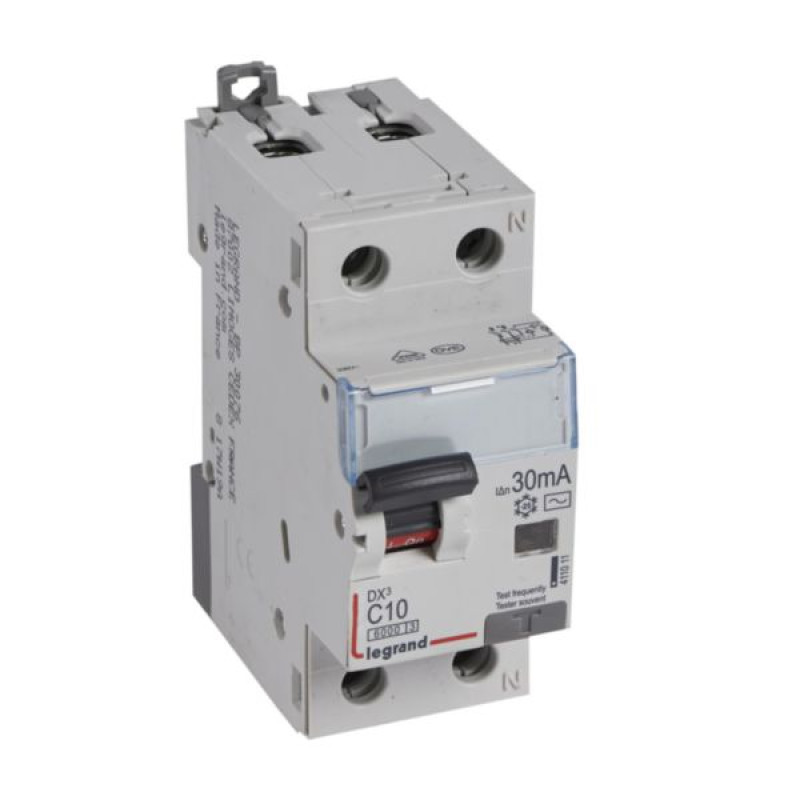 Kombinēts noplūdes automātslēdzis DX3 - 1P+N - C10 - 6kA - 30mA - AC tips