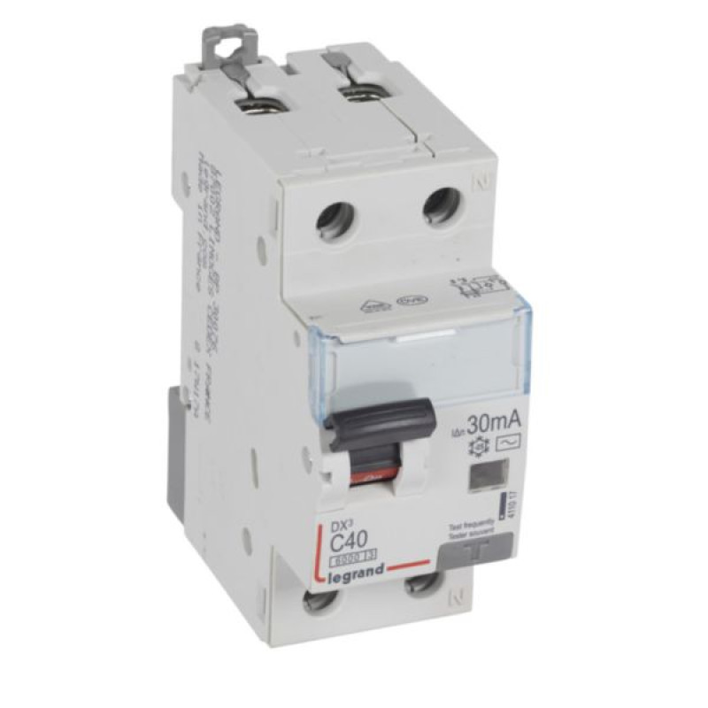 Kombinēts noplūdes automātslēdzis DX3 - 1P+N - C40 - 6kA - 30mA - AC tips