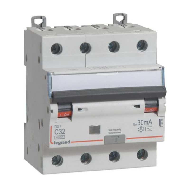 Kombinēts noplūdes automātslēdzis DX3 - 4P - 6kA - C32 - 30mA - AC tips