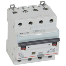 Kombinēts noplūdes automātslēdzis DX3 - 4P - C20 - 6kA - 30mA - F tips